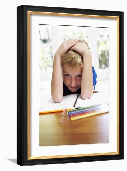 Boy with Pens And Exercise Book-Ian Boddy-Framed Photographic Print