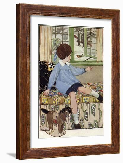 Boy with robin-Anne Anderson-Framed Giclee Print