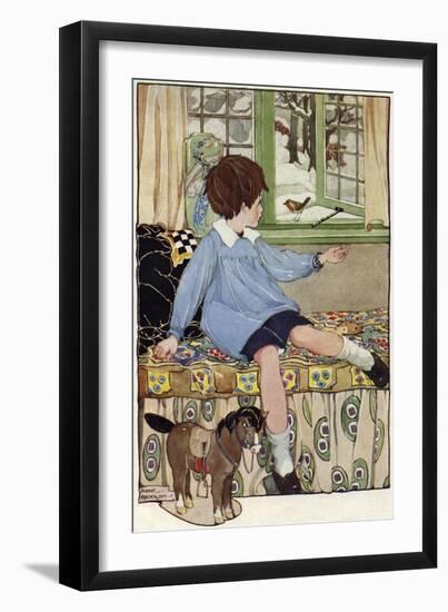 Boy with robin-Anne Anderson-Framed Giclee Print