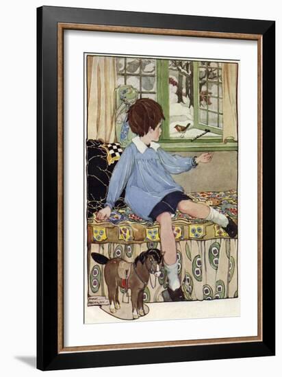 Boy with robin-Anne Anderson-Framed Giclee Print