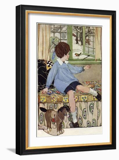 Boy with robin-Anne Anderson-Framed Giclee Print