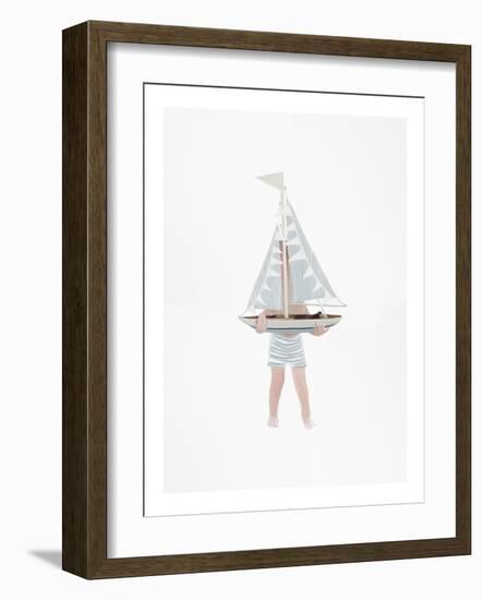 Boy with Sailboat, C.2018 (Mixed Media)-Leah Straatsma-Framed Giclee Print