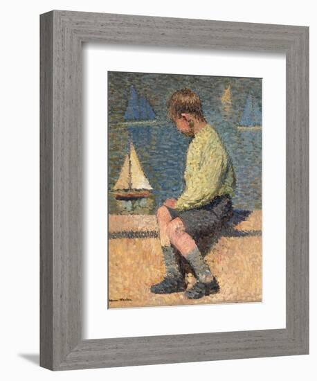 Boy with Sailing Boat at a Basin, Jardin Du Luxembourg, 1932-35-Henri Martin-Framed Giclee Print