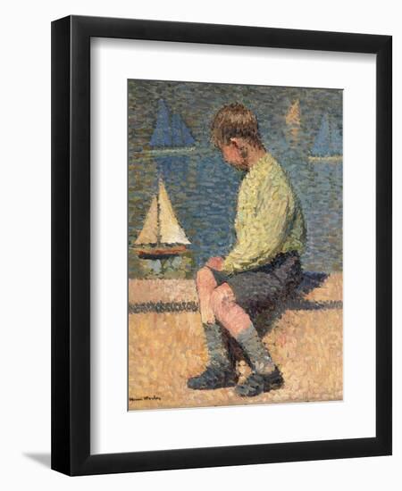 Boy with Sailing Boat at a Basin, Jardin Du Luxembourg, 1932-35-Henri Martin-Framed Giclee Print