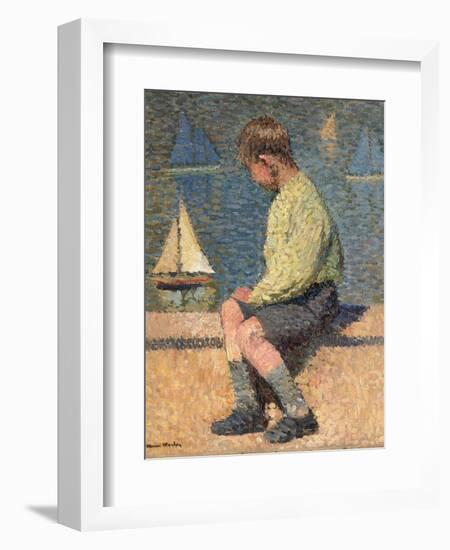 Boy with Sailing Boat at a Basin, Jardin Du Luxembourg, 1932-35-Henri Martin-Framed Giclee Print