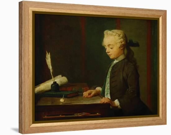 Boy with Top-Jean-Baptiste Simeon Chardin-Framed Premier Image Canvas