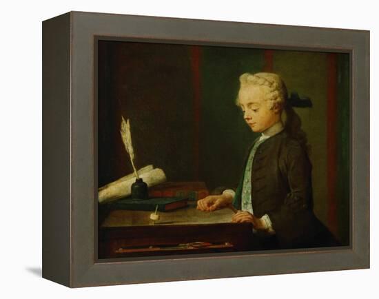 Boy with Top-Jean-Baptiste Simeon Chardin-Framed Premier Image Canvas