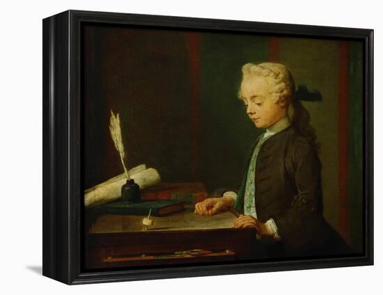 Boy with Top-Jean-Baptiste Simeon Chardin-Framed Premier Image Canvas