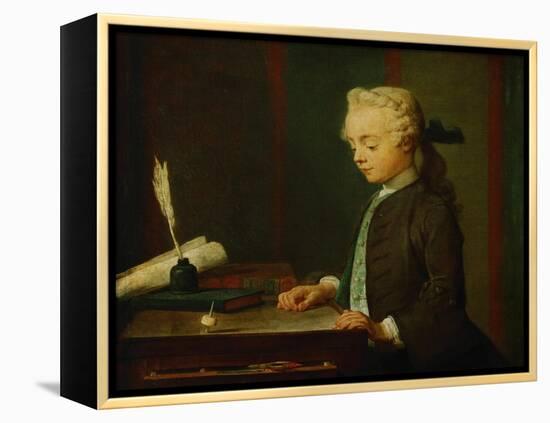 Boy with Top-Jean-Baptiste Simeon Chardin-Framed Premier Image Canvas