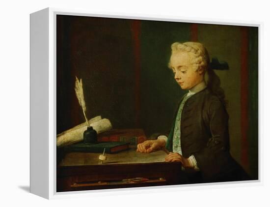 Boy with Top-Jean-Baptiste Simeon Chardin-Framed Premier Image Canvas