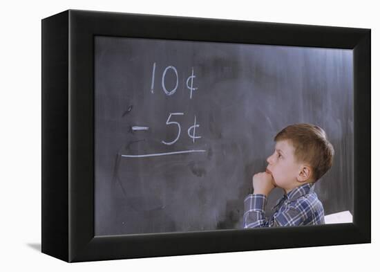 Boy Working on Subtraction Problem-William P. Gottlieb-Framed Premier Image Canvas