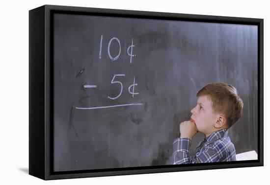 Boy Working on Subtraction Problem-William P. Gottlieb-Framed Premier Image Canvas