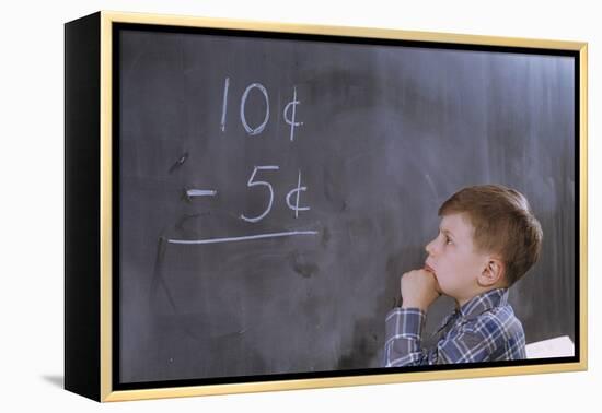 Boy Working on Subtraction Problem-William P. Gottlieb-Framed Premier Image Canvas