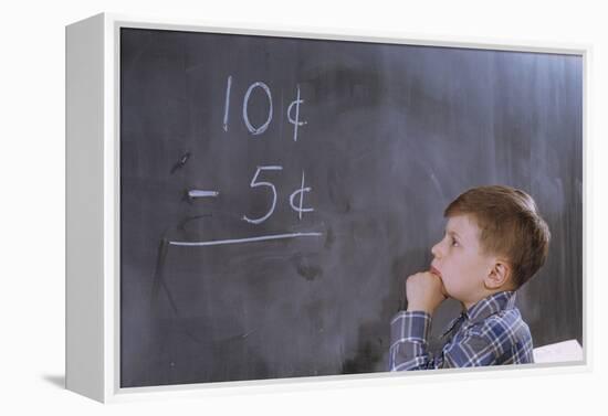 Boy Working on Subtraction Problem-William P. Gottlieb-Framed Premier Image Canvas