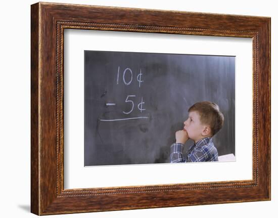 Boy Working on Subtraction Problem-William P. Gottlieb-Framed Photographic Print