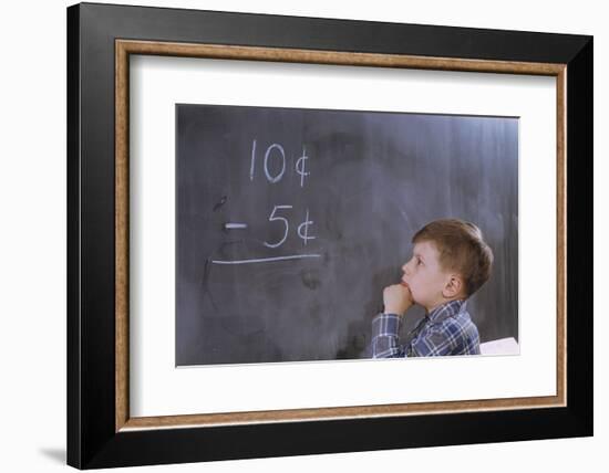 Boy Working on Subtraction Problem-William P. Gottlieb-Framed Photographic Print