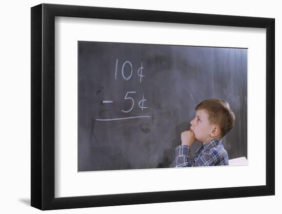 Boy Working on Subtraction Problem-William P. Gottlieb-Framed Photographic Print