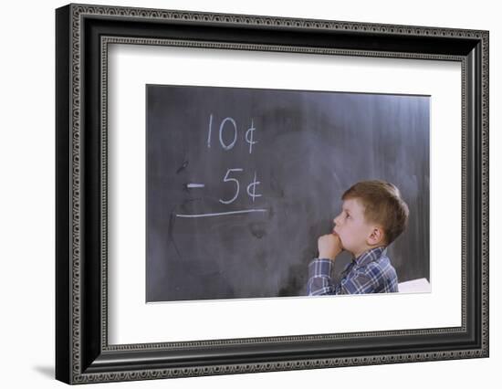 Boy Working on Subtraction Problem-William P. Gottlieb-Framed Photographic Print