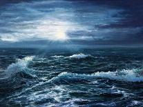 Original Oil Painting Showing Waves in Ocean or Sea on Canvas. Modern Impressionism, Modernism,Mari-Boyan Dimitrov-Art Print