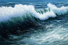 Original Oil Painting Showing Waves in Ocean or Sea on Canvas. Modern Impressionism, Modernism,Mari-Boyan Dimitrov-Framed Art Print