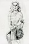 Woman Sitting Sketch-Boyan Dimitrov-Framed Art Print