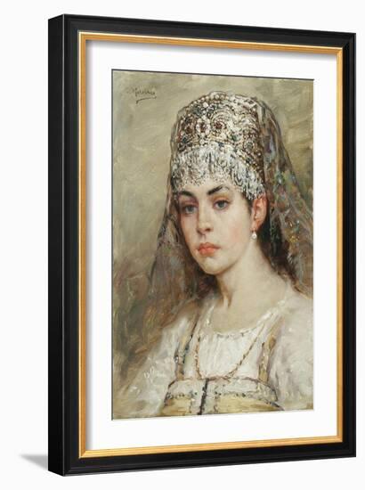 Boyar's Wife, 1880S-Konstantin Yegorovich Makovsky-Framed Giclee Print