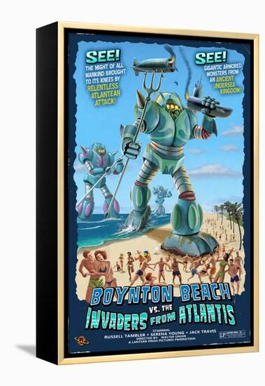 Boynton Beach, Florida - Boynton Beach vs. Atlantean Invaders-Lantern Press-Framed Stretched Canvas