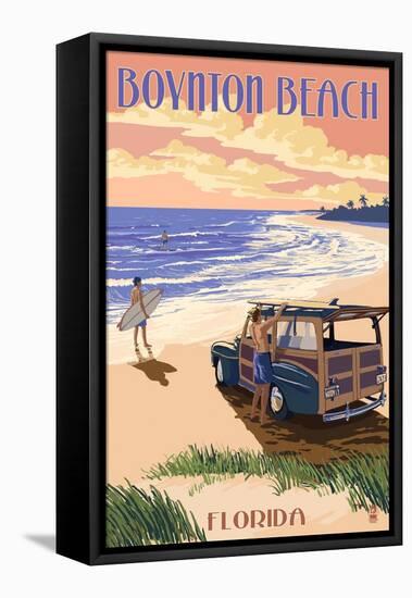 Boynton Beach, Florida - Woody on the Beach-Lantern Press-Framed Stretched Canvas