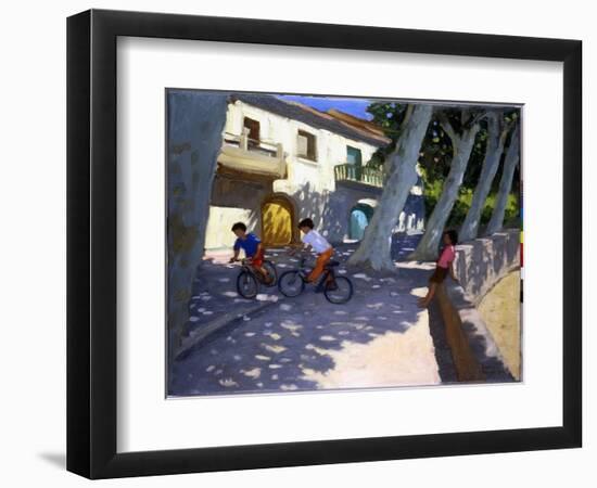 Boys and Bikes, France, 2000 (Oil on Canvas)-Andrew Macara-Framed Giclee Print