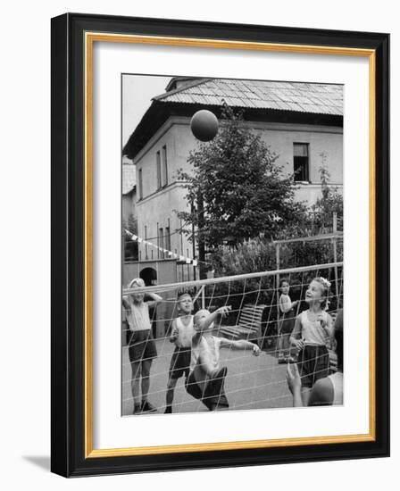 Boys and Girls Playing Volleyball-Lisa Larsen-Framed Photographic Print