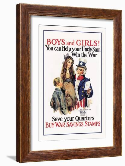 Boys and Girls, War Savings-James Montgomery Flagg-Framed Art Print