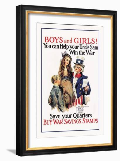 Boys and Girls, War Savings-James Montgomery Flagg-Framed Art Print
