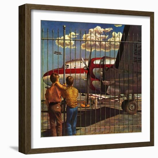 "Boys at Airport," March 30, 1946-John Atherton-Framed Giclee Print