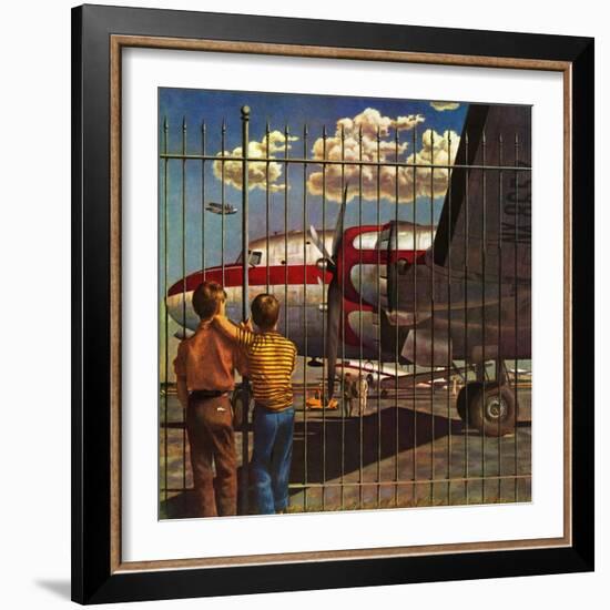 "Boys at Airport," March 30, 1946-John Atherton-Framed Giclee Print