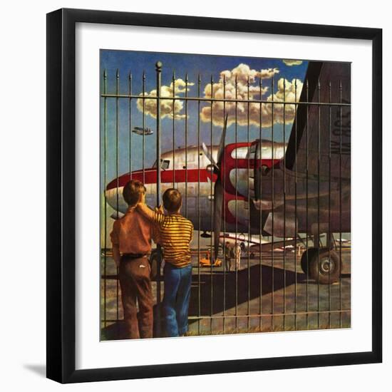 "Boys at Airport," March 30, 1946-John Atherton-Framed Giclee Print