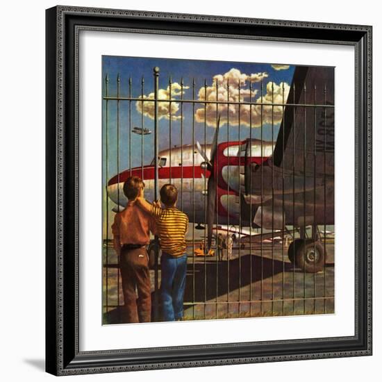 "Boys at Airport," March 30, 1946-John Atherton-Framed Giclee Print