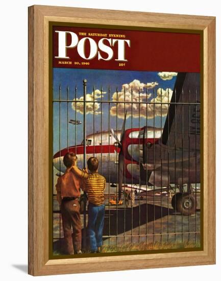 "Boys at Airport," Saturday Evening Post Cover, March 30, 1946-John Atherton-Framed Premier Image Canvas