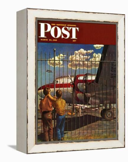 "Boys at Airport," Saturday Evening Post Cover, March 30, 1946-John Atherton-Framed Premier Image Canvas