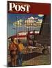 "Boys at Airport," Saturday Evening Post Cover, March 30, 1946-John Atherton-Mounted Giclee Print