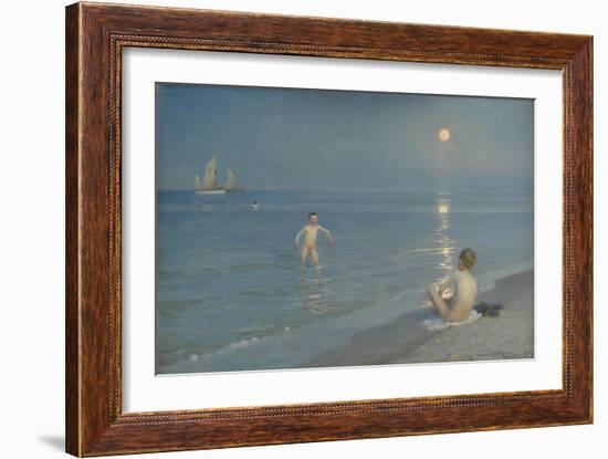 Boys Bathing at Skagen. Summer Evening, 1899-Peder Severin Kroyer-Framed Giclee Print