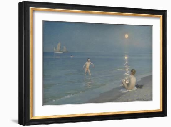 Boys Bathing at Skagen. Summer Evening, 1899-Peder Severin Kroyer-Framed Giclee Print