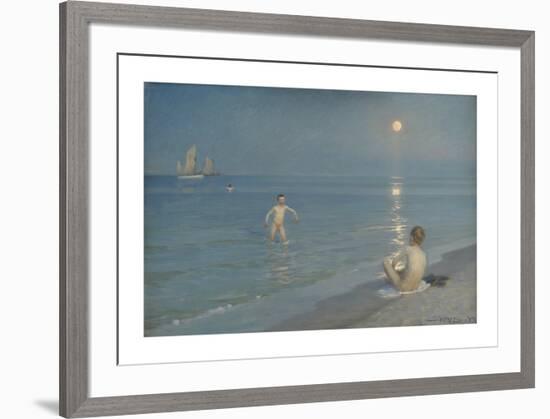 Boys Bathing at Skagen - Summer Evening-Peter Severin Kroyer-Framed Premium Giclee Print