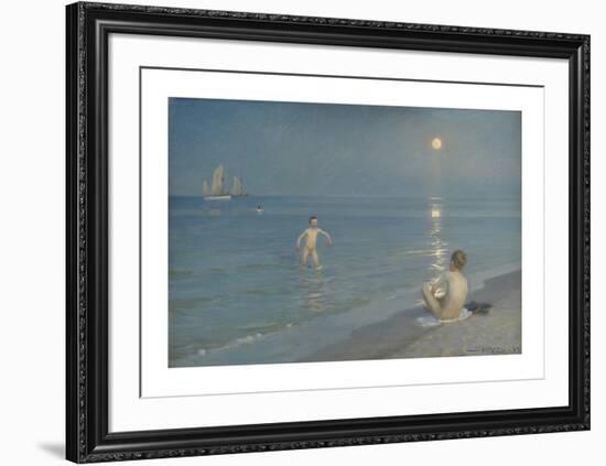 Boys Bathing at Skagen - Summer Evening-Peter Severin Kroyer-Framed Premium Giclee Print