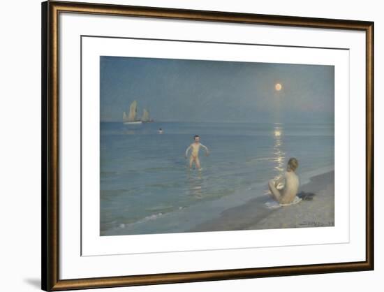 Boys Bathing at Skagen - Summer Evening-Peter Severin Kroyer-Framed Premium Giclee Print