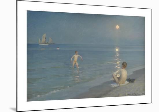 Boys Bathing at Skagen - Summer Evening-Peter Severin Kroyer-Mounted Premium Giclee Print