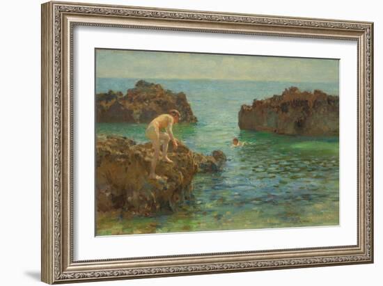 Boys Bathing (Oil on Canvas)-Henry Scott Tuke-Framed Giclee Print