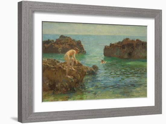 Boys Bathing (Oil on Canvas)-Henry Scott Tuke-Framed Giclee Print