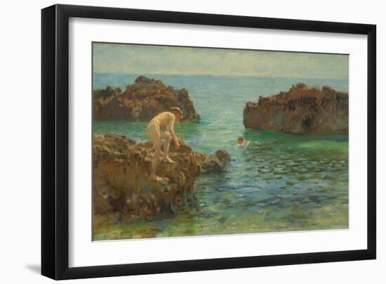 Boys Bathing (Oil on Canvas)-Henry Scott Tuke-Framed Giclee Print