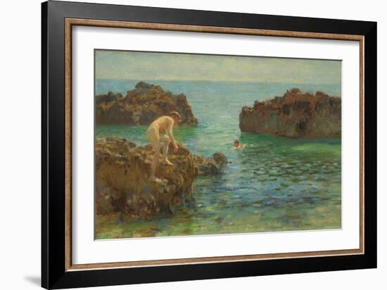 Boys Bathing (Oil on Canvas)-Henry Scott Tuke-Framed Giclee Print