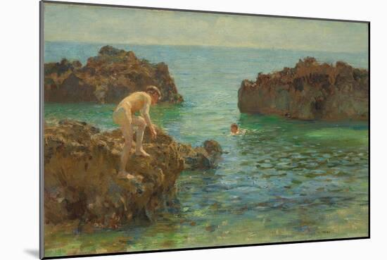 Boys Bathing (Oil on Canvas)-Henry Scott Tuke-Mounted Giclee Print